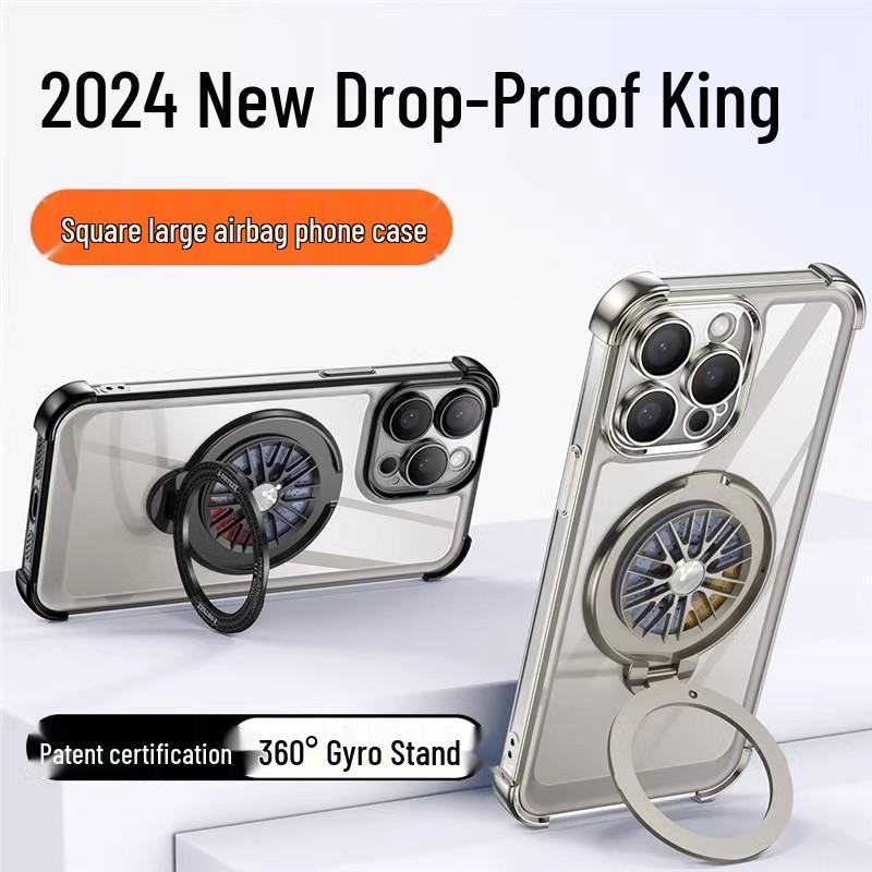 Apple i15Pro Electroplated Gyro Stand Case: Rotating, Drop-proof Protection for iPhone 16.