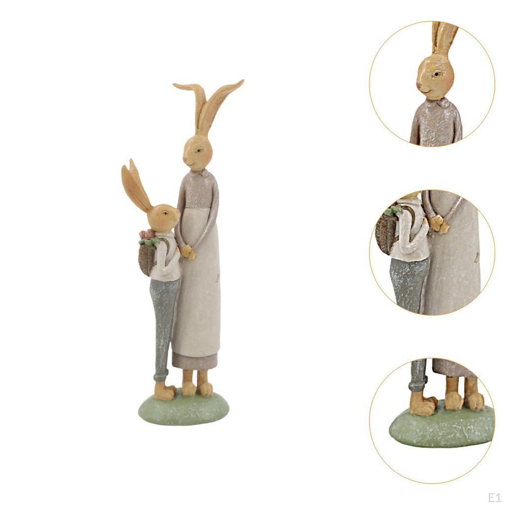 Bunny Family Resin Figure for Bonsai Shelf Decor