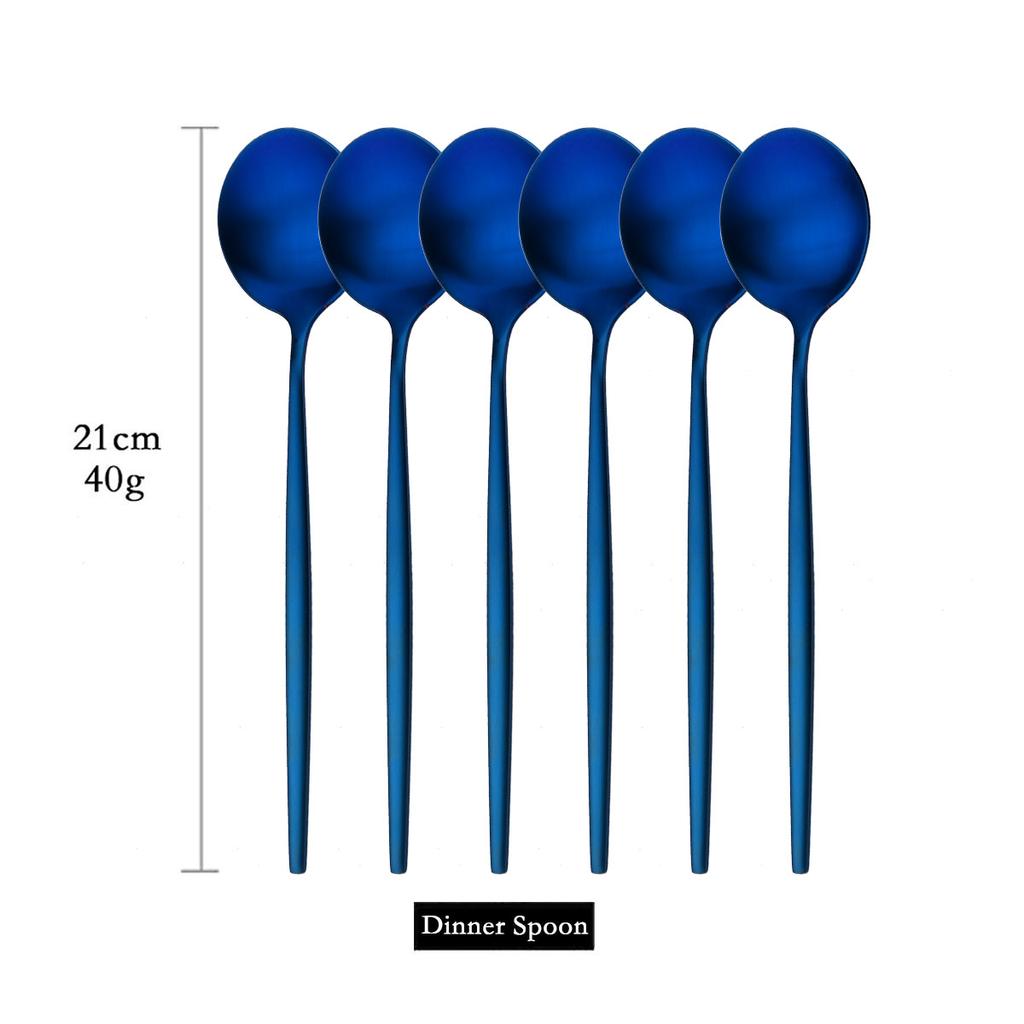 Pachet de 6 linguri rotunde pentru supă de uz casnic linguri de cină din oțel inoxidabil Linguri de masă cu mâner lung în stil coreean Veselă de bucătărie