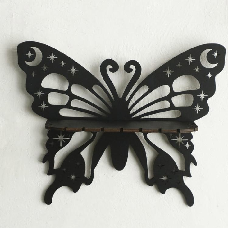 Kreatives Schmetterlingsform Holz Schweberegal Schmuck Kristall Display Wandregale für Schlafzimmer Wohnzimmer Dekoration