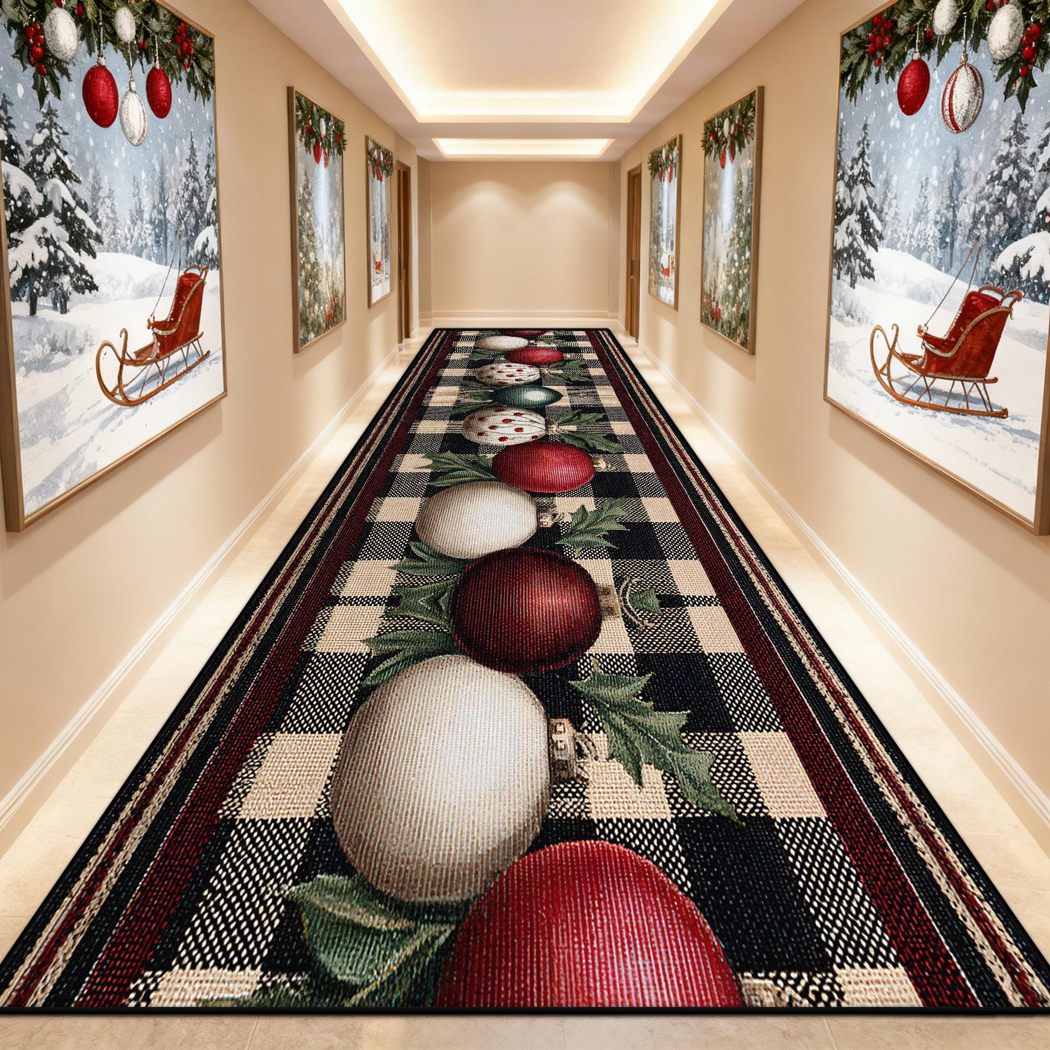 

Luxurious Christmas Long Corridor Carpet Hall Runner Decor American Style Stairway Rugs Home Aisle Non-slip Floor Mat Washable 60x200cm
