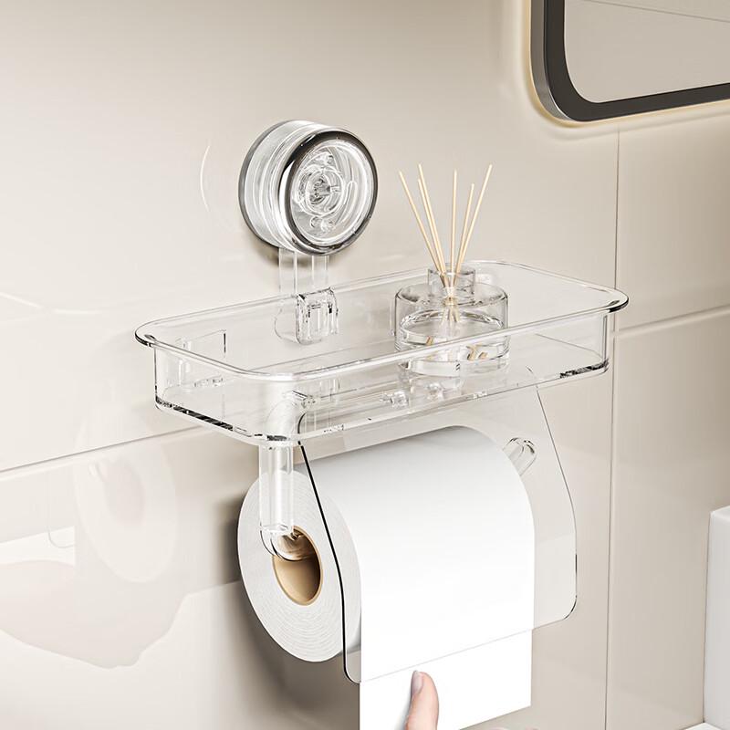 Transparent Suction Cup Wall-Mounted Toilet Paper Holder