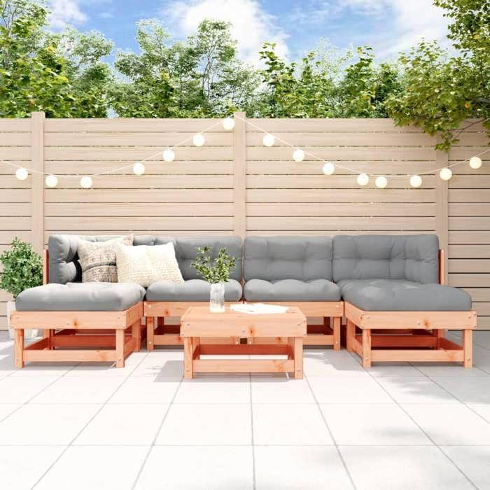 VidaXL Salon de Jardin avec Coussins 7 pcs, Canapés avec Dossier et Accoudoir, Ensemble de Meubles avec Table Basse Patio 3185946