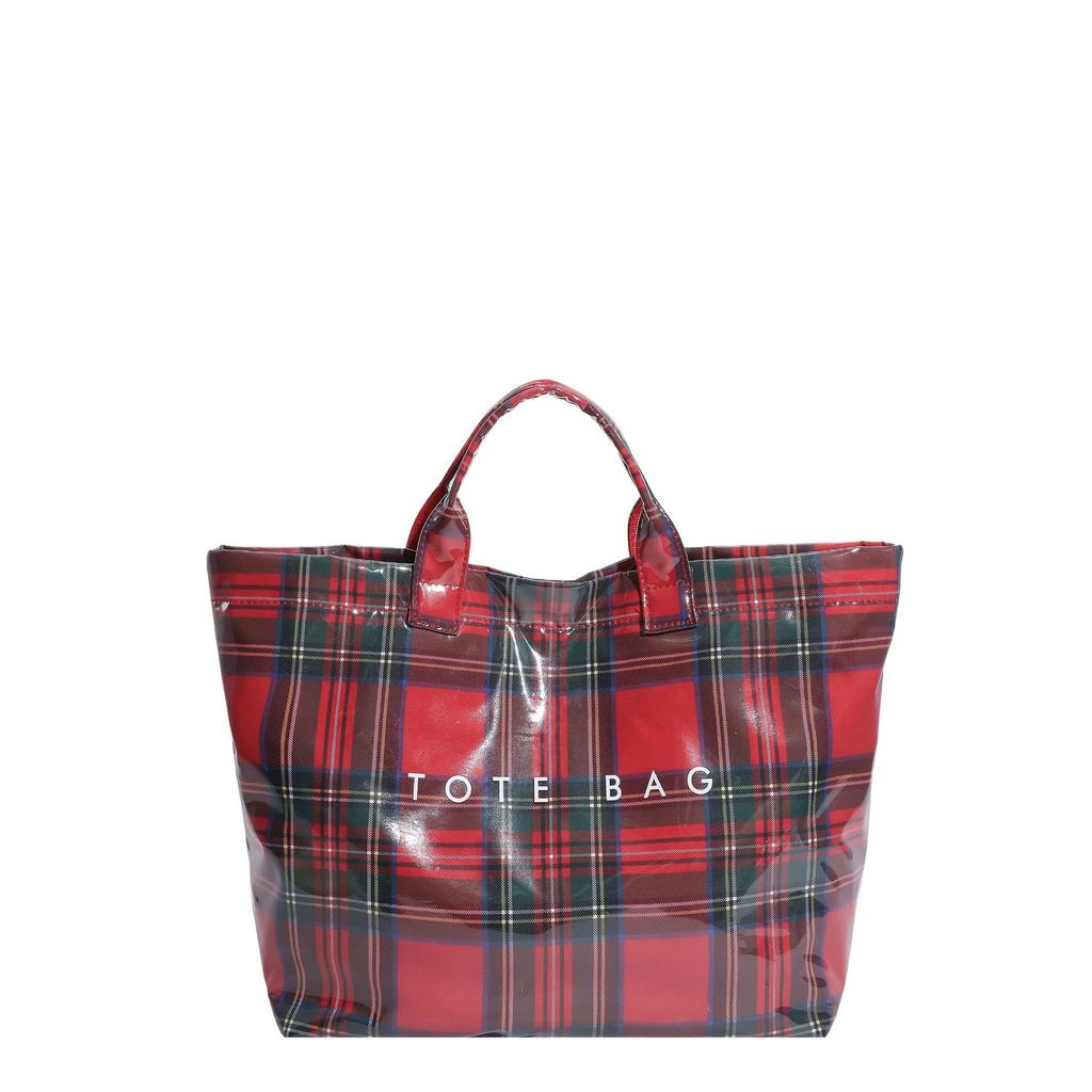 Letter tote bag, new transparent simple largecapacity handbag, retro plaid women's bag