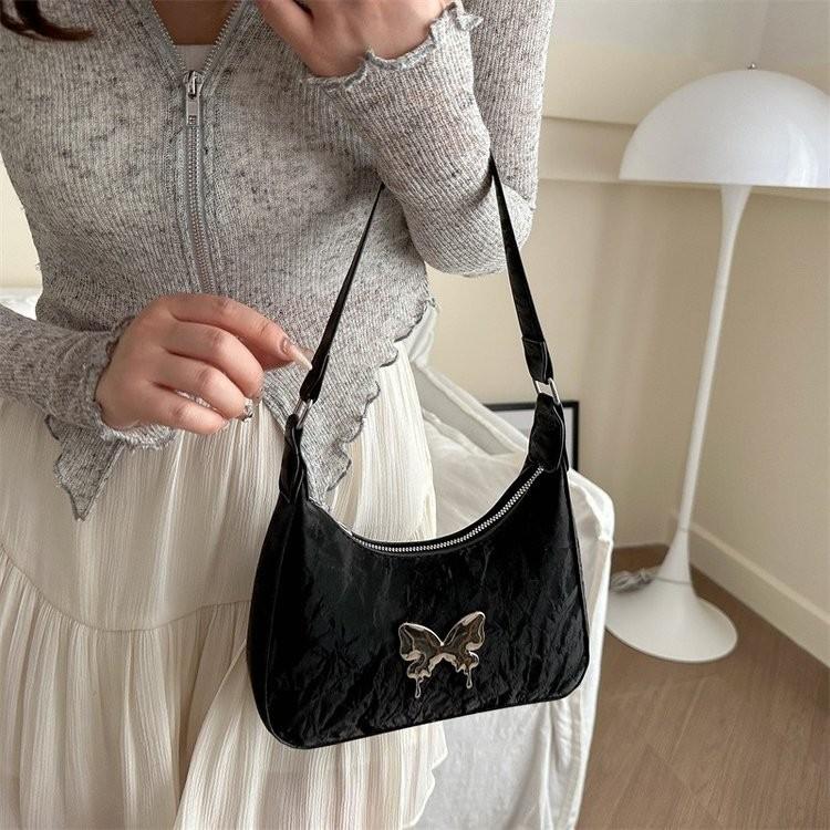 Stylish 2024 Sweet Butterfly Underarm Bag For Women In White Khaki Black Silver Colors