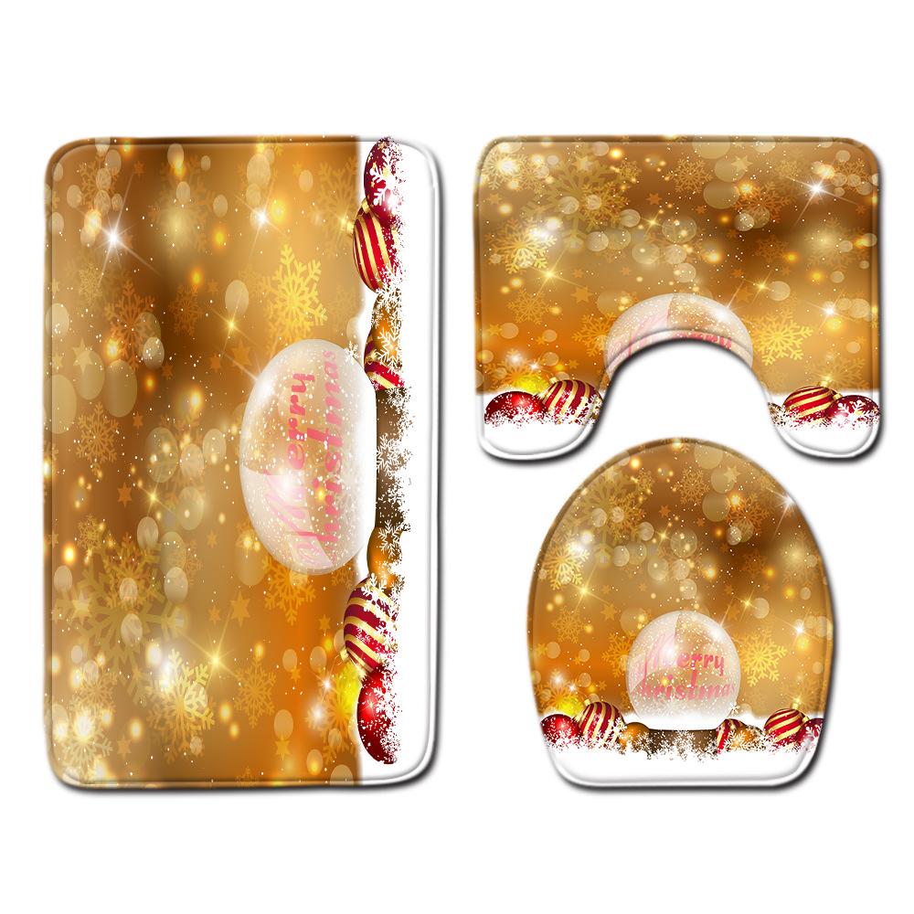 

Рождественский коврик для ванной, туалетный трехпредметный набор 45cmx75cm