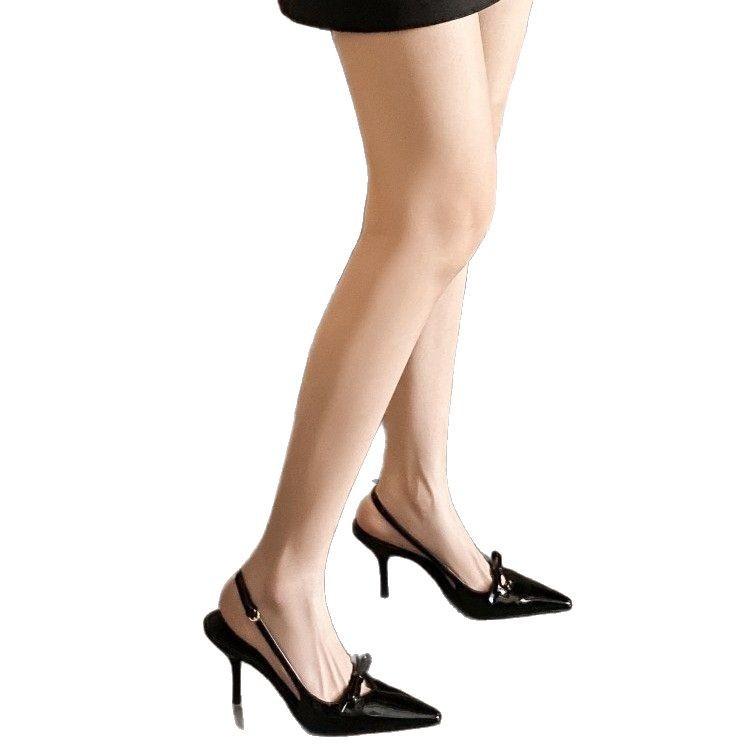 High-heeled Sandals Women's Spring and Summer New Women's Fashion Bow Bag Head Rear Empty Thin Heel Rear Strap High Heels Women