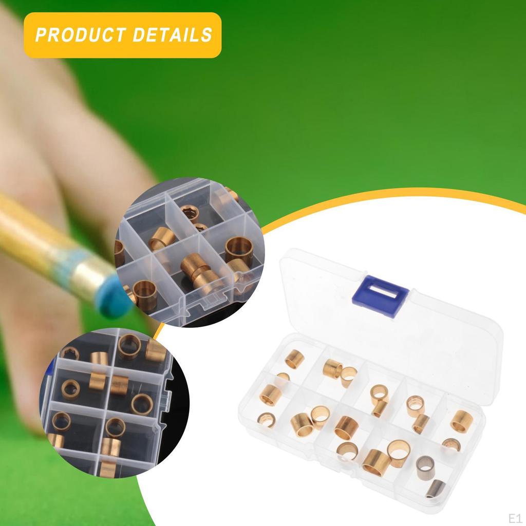 20Pcs Copper Pool Cue Ferrules Easy to Install Replacement Billiard