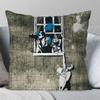 Federa Cuscino Banksy Graffiti Cuscino Quadrato Camera da Letto Divano Cuscino Comfort per il Tempo Libero Auto Soggiorno Decorazione per la Casa