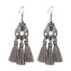 Fashion Bohemian Crystal Tassel Earrings Black White Blue Red Pink Silk Fabric Long Drop Tassel Earrings For Women Jewelry Gift