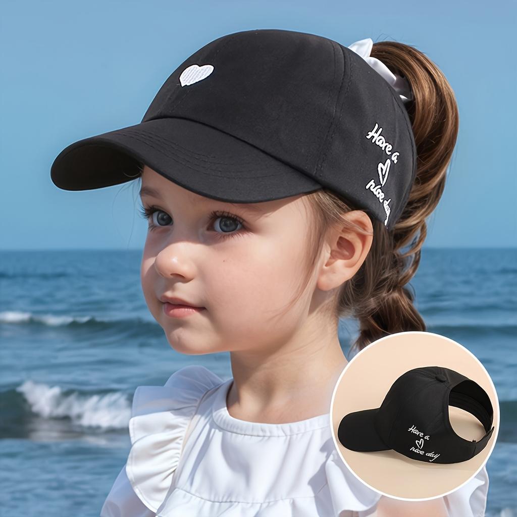 Youngsters' Baseball Cap with Heart Embroidery and "Love & Kindness" Design - Breathable Sun Hat for Boys and Girls Ages 3-7