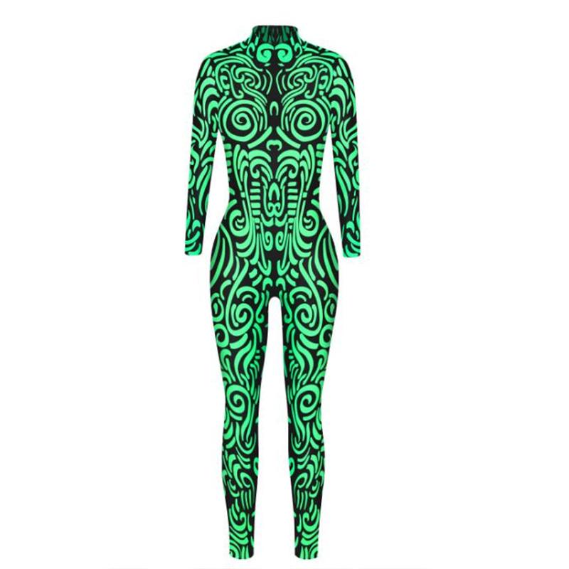 New Halloween Robot Jumpsuit Women Sexy Slim Jumpsuit Cosplay Costume Halloween Party 3D Printing Catsuit Bodysuit