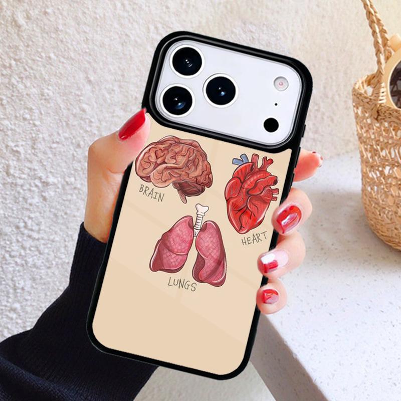 Menschliches Herz Gehirn Lungen Handyhülle Für iPhone 17 Air 16 15 14 13 12 11 Pro Max Plus