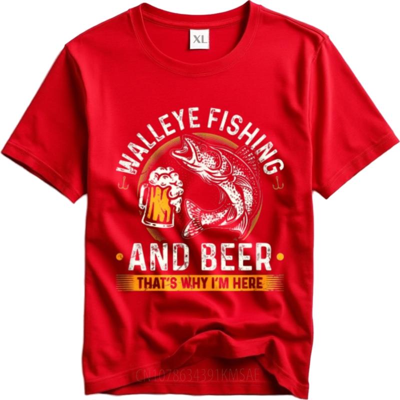 

Vintage Tshirt New Arrived Boys Oneck tshirt Big size Walleye Fishing And Beer Thats Why Im Here Anime Teenagers tops S