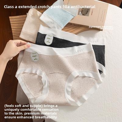 Damen Frühling und Herbst Einfache Reine Baumwolle 10A Antibakteriell Nahtlos Hautfreundlich Mittelhoch geschnittener Triangel-Slip