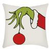 Grinch Linen Throw Pillowcase Holiday Sofa Office Cushion Pillowcase Green Furry Christmas Pillowcase