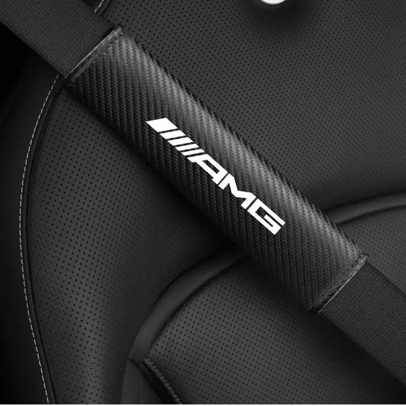 2Pcs Carbon Fiber Seat Belt Shoulder Cover Protection Pads for Mercedes Benz AMG W211 W212 W201 W210 W168 W220 Auto Accessories