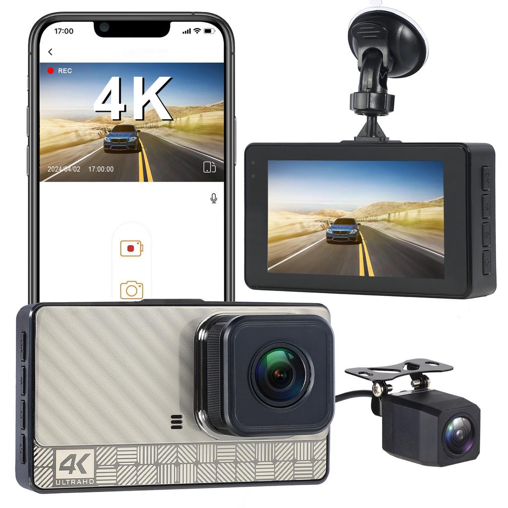 4K Ultra High Definition mit WiFi Mobile Internet ADAS BSD Front- und Heck-Dual-Recording-Fahrtenrekorder