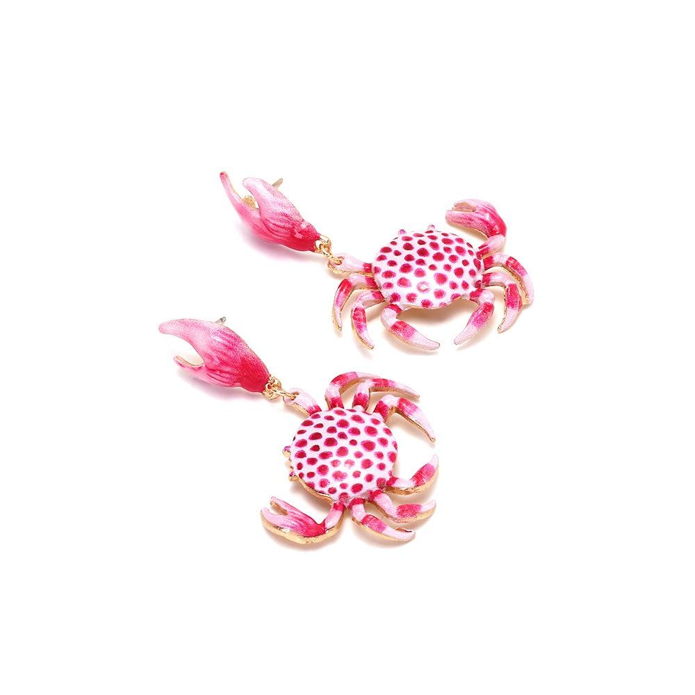 Creative Pink Crab Ear Stud Vintage Crab Claw Stud Earrings Trendy Crab Earrings  Girls