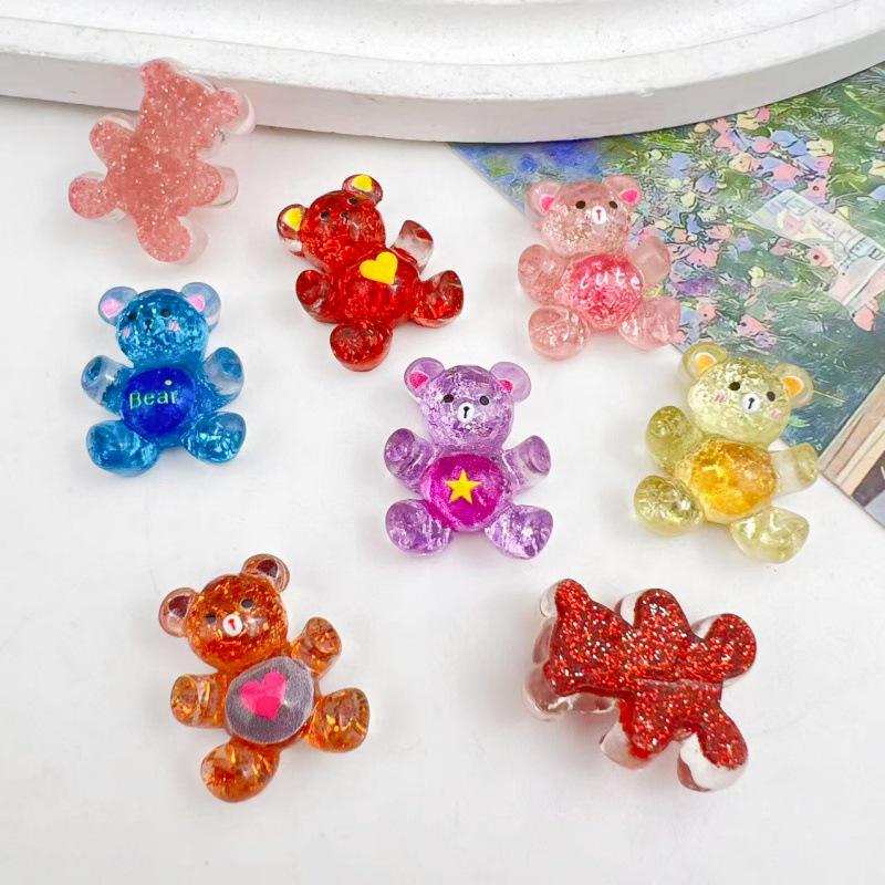 Cartoon Bear Resin Accessories: Handmade DIY Hair Pieces, Shoe Buckles, Hats, Keychains, Phone Cases, Ornaments