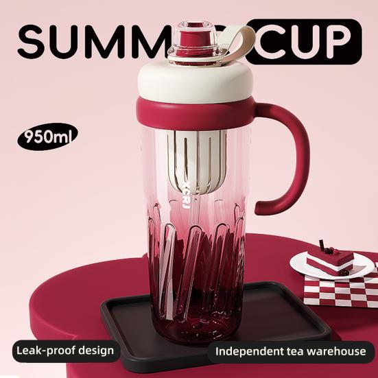 Reusable Drinking Mug Iced Coffee Cup Gradient Color Smoothie Cup 950ml Tumbler