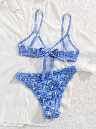 TS JYL-BK318 Print Cami Bikini, Lace-Up Two-Piece Elegant Swimwear L