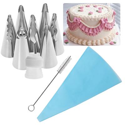 8/10 pezzi Set di punte per pasticceria russe, ugelli per glassa, riutilizzabili, per glassa, pasticceria, fondente, lisciante, strumento per decorare torte