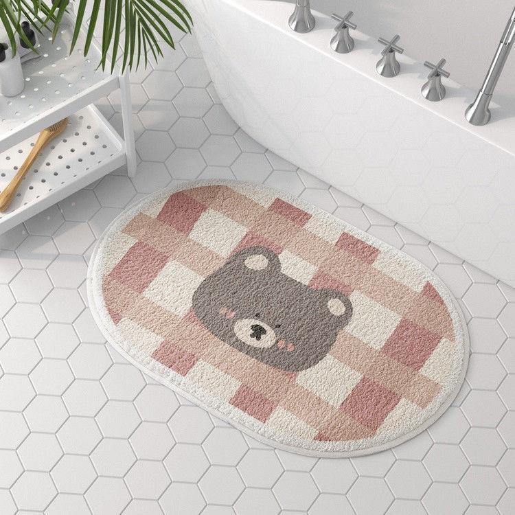 Niedlicher karierter Teppich mit Flachdruck aus Kunstkaschmir, Eingangstür, Badezimmer- und Toiletten-Antirutschmatte, Heimdekoration