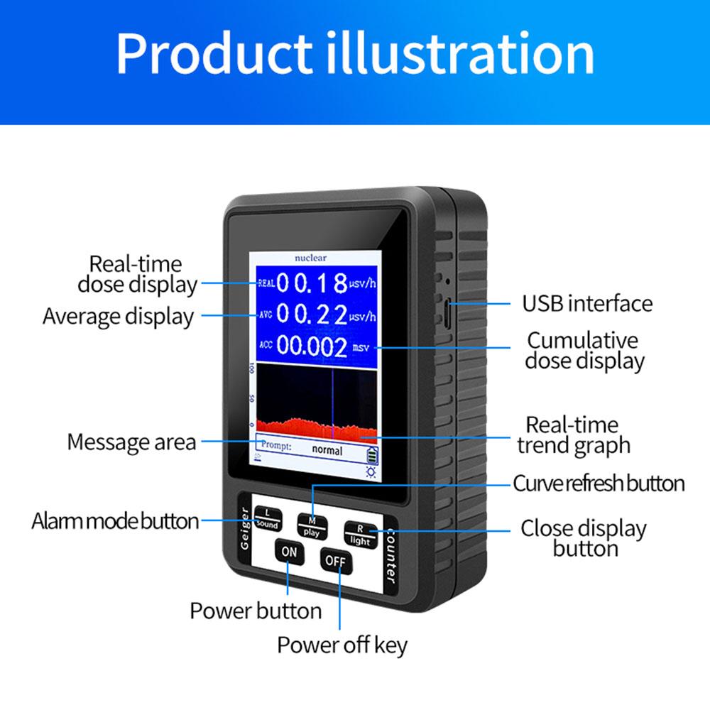 Portable Nuclear Radiation Detector Handheld Personals Geiger Counter X-rays Detecting Tool Practical Household Radioactive Tester