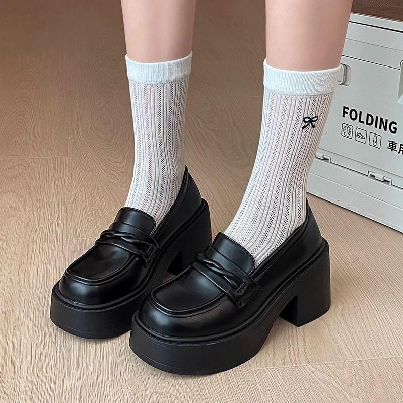 Fashion versatile loafers women's summer new comfortable thick-soled non-slip heightening small leather shoes