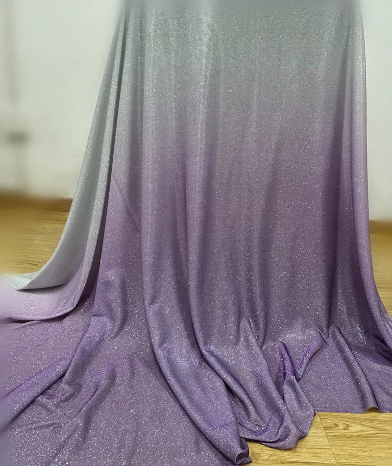 Verlauf Glitzer Stoff Verbund Elastisch für Hochzeitszeremonie Performance Kleid Designer DIY Näh Material Stoff