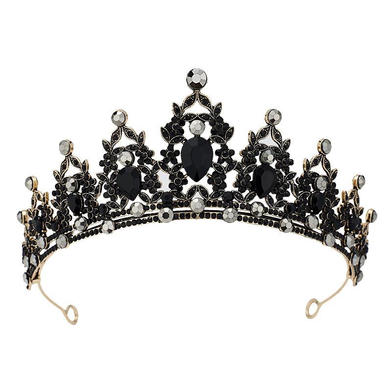 European and American Bride Crown Headwear Colorful Rhinestone Hair Bands Baroque Alloy Crown Wedding Dress Accessories