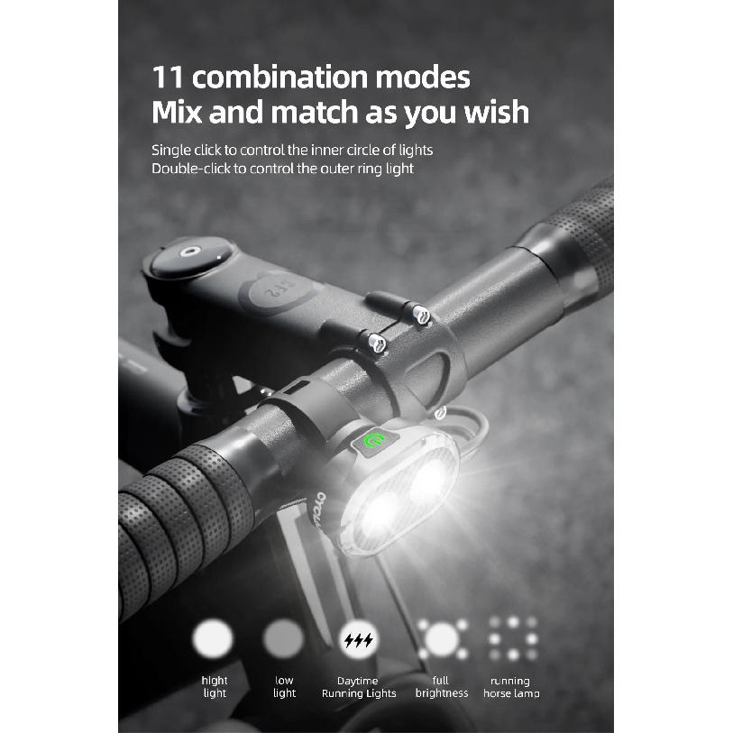 CYCLAMI Smart Bicycle Front Light Bike Headlight Waterproof Type-C Charging MTB Road Cycling Lamp Bike Accessories