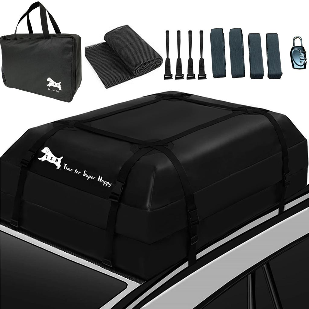 Car Carrier Roof Cargo Bag Waterproof Cargo 415L Cargo Cargo Roof Easy Roof Roof Carrier Travel Waterproof Cargo T.S.H (Black Bag) Capacity,