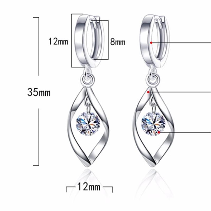 BLINGBAY Dámské Nové náušnice Příslušenství Lehký Luxusní Elegantní Stříbrné Zirkonové Náušnice Rotující Láska Dlouhé Náušnice Dámská Móda Moderní Šperky Dárek