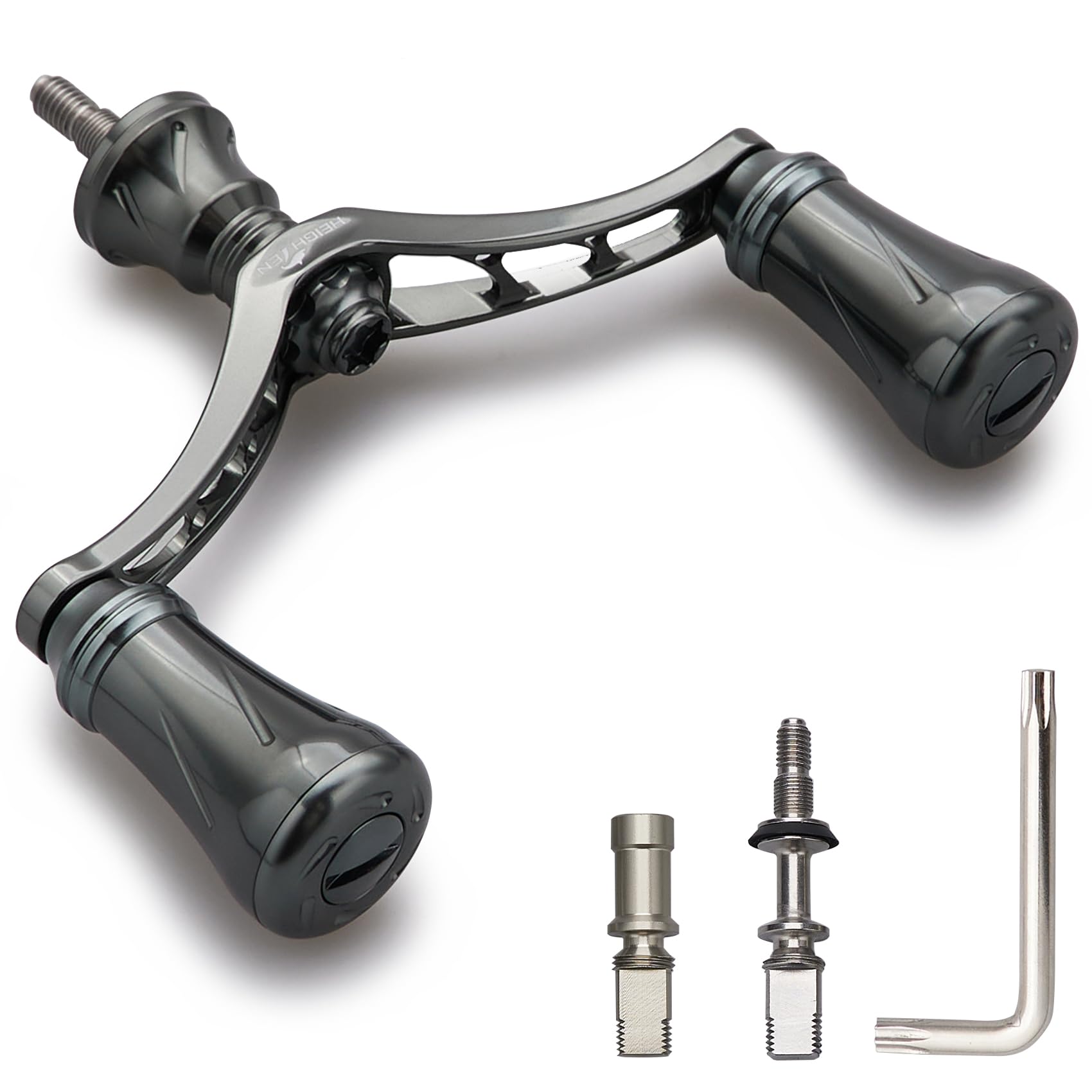 

УВЕЛИЧЕННАЯ Ручка катушки с кнобом для Daiwa и универсальных спиннинговых катушек Новая серия Pillar Темно-серый 80 мм/95 мм/98 мм 20 мм/19 мм Shimano, (80мм -