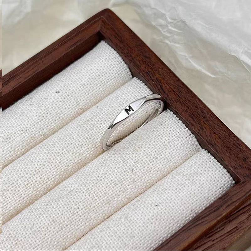 Aesthetic Wedding Tiny Initial Letter Rings Jewelry Gift Women Fashion Letter Finger Gift Stainless Steel Ring