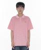 AMES-WORLDWIDE Basic Stripe Collar Tee Pink