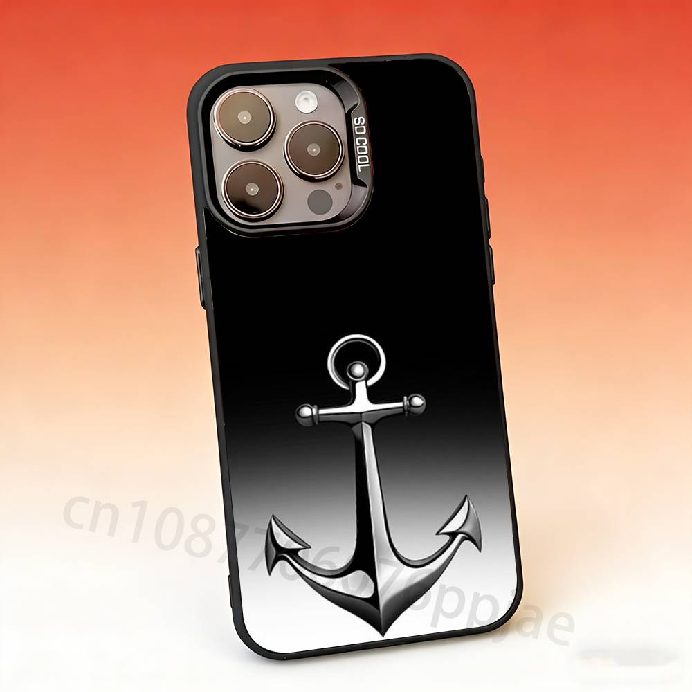 Anchor Boat Ship Wheel Phone Case For iPhone 17,16,15,14,13,12,11,Pro,Max,Plus,Mini Candy Matte Shockproof Cover