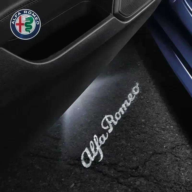 2pcs Welcome Light For Alfa Romeo LED Car Door Welcome Light Logo Projector Giulia Giulietta Mito Stelvio Brera 159 147 156 166 zl8