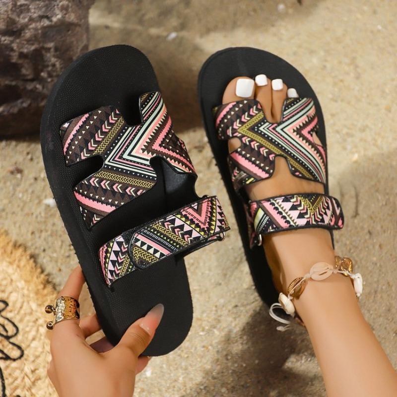 Large size platform slippers women's summer new style Velcro lightweight outer wear Zhuotian sandals