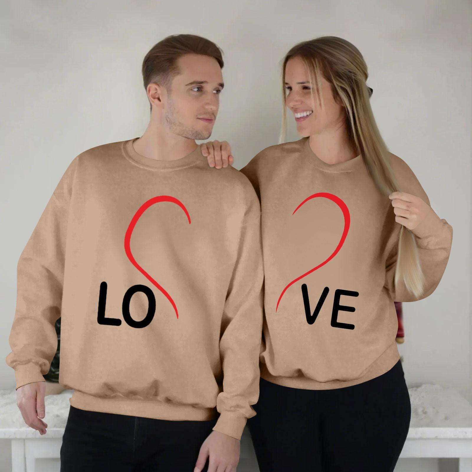 Женский топ с круглым вырезом и длинными рукавами, пуловер с принтом ко Дню святого Валентина, парная толстовка S хаки