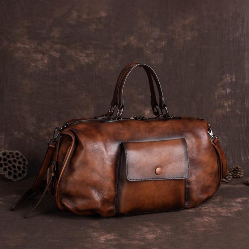 Johnature Retro Echtes Leder Frauen Tasche Natürliche Echt Rindsleder Große Kapazität Handtasche Vielseitig Freizeit Outdoor Schulter Taschen