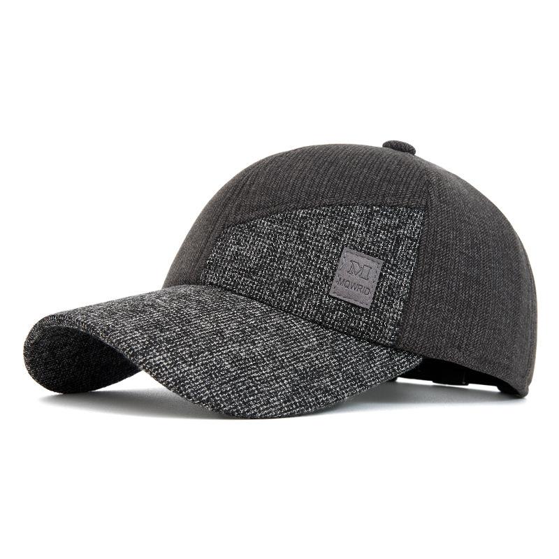 

Мужская осенне-зимняя теплая бейсболка с защитой ушей, контрастной расцветки, британская толстая бархатная кепка для пожилых людей темно-серого