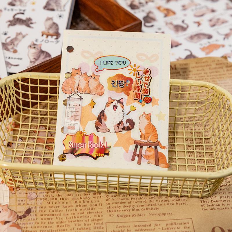 Yuxian Purring Cat Stickers: Cute & Versatile for Journals, Water Bottles, Phones, and DIY Collages
