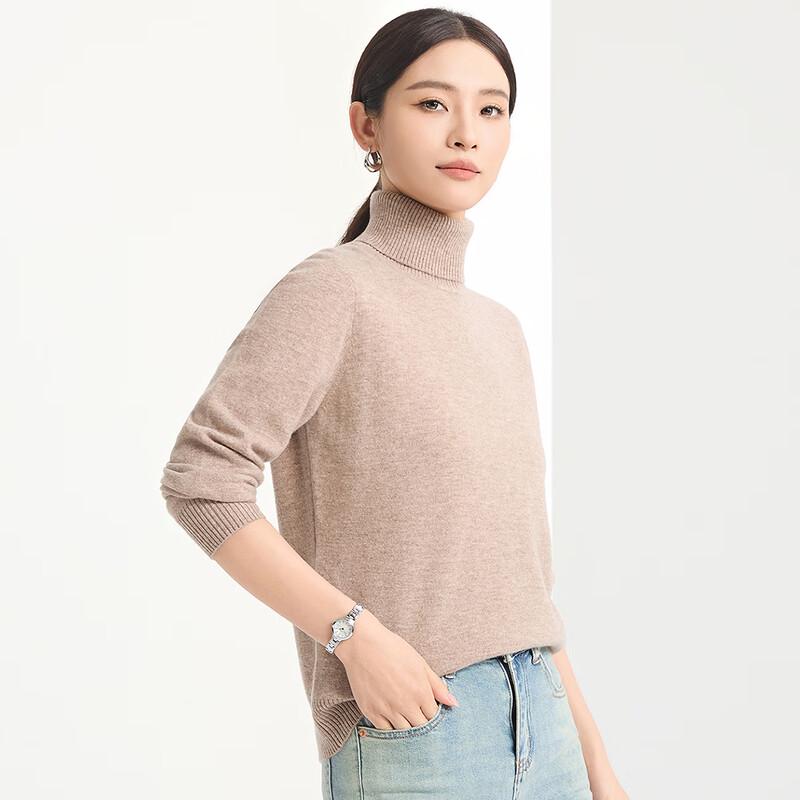 FAPAI Women's 100% Merino Wool High-Neck Knit Sweater