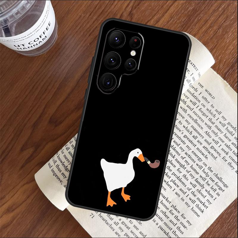 Cartoon Cute Goose Phone Case For Samsung Galaxy S25 S24 S23 S22 S21 Ultra S9 S10 S20 Plus S24 FE Funda Cover