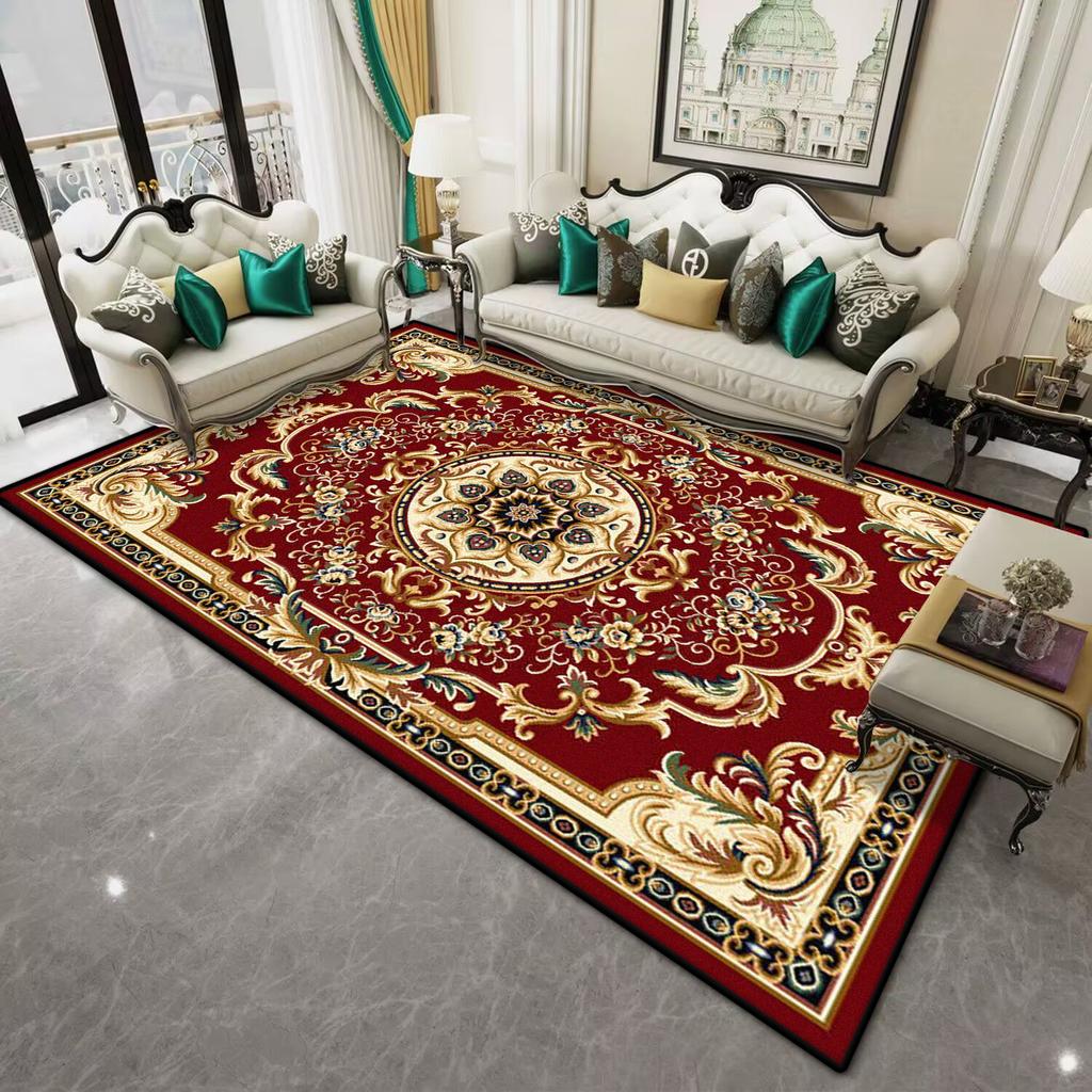 Persian Style Red Large Living Room Carpet Soft Non-slip Decoration Home Dining Room Rug Easy Clean Coffee Tables Mat Washable