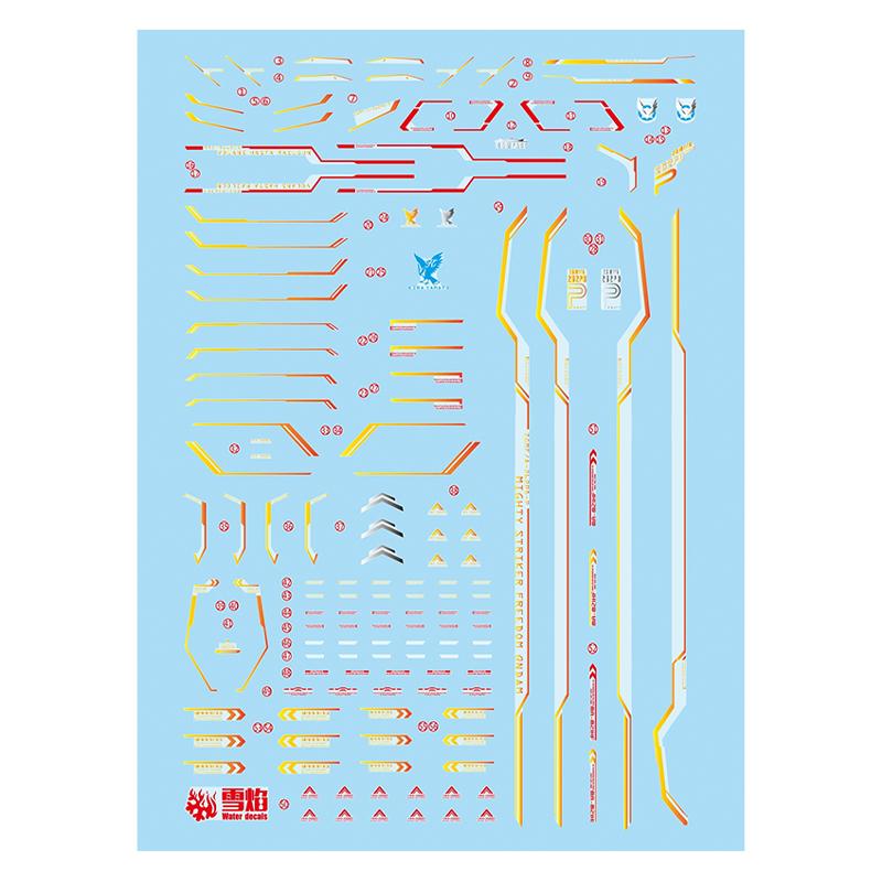 For 1/144 Hg Mighty Strike Freedom Model Decals Water Slide Decals Tool Fluorescent Sticker Models Toys Accessories