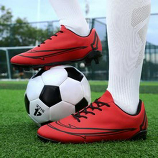 Low-Top Leather Football Training Shoes with Spikes - Youth & Large Sizes